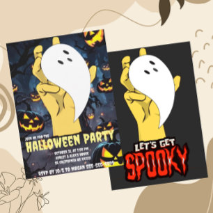 Dubbla-Side Spooky Ghost Hand Halloween-Anpassning Inbjudningar