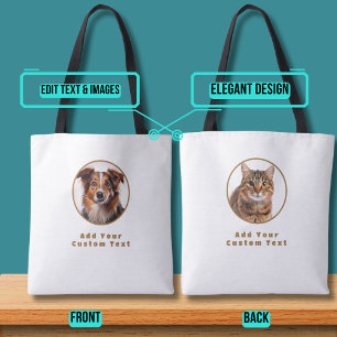 Dubbla Side Tote Bag med Pet Photo Tygkasse