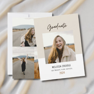 Dubbla Sided 4 Photo Beige Studenten annons Inbjudningar