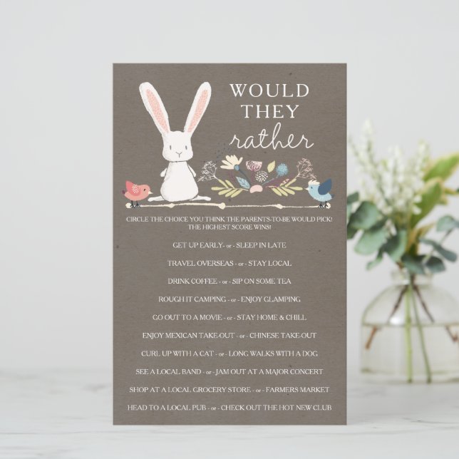 Dubbla Sided Baby Shower Games a Little Bunny (Stående Fram)