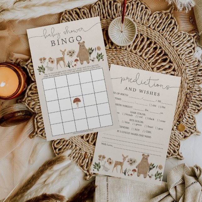 Dubbla Sided Baby Shower Games Boho Woodland (Skapare uppladdad)