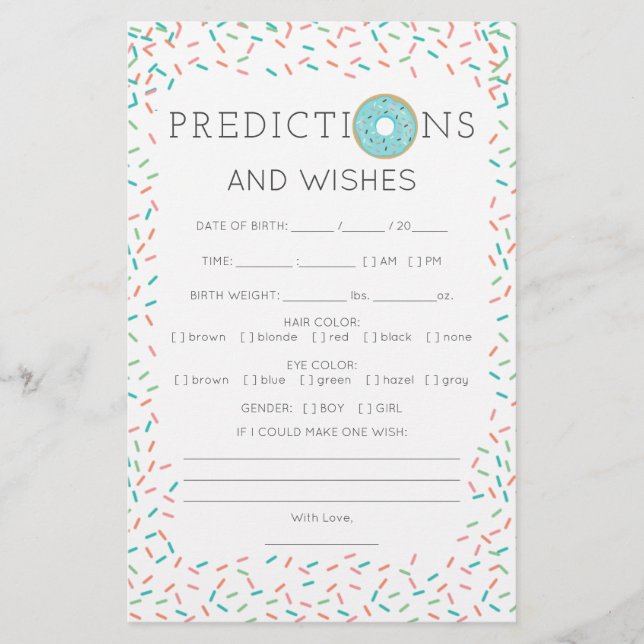 Dubbla Sided Baby Shower Games Modern Donut (Framsida)