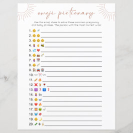Dubbla Sided Boho Sol Emoji Baby Shower Game Card