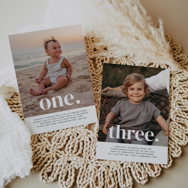 Dubbla Sided Joint Photo Birthday - Boys Inbjudningar (Skapare uppladdad)