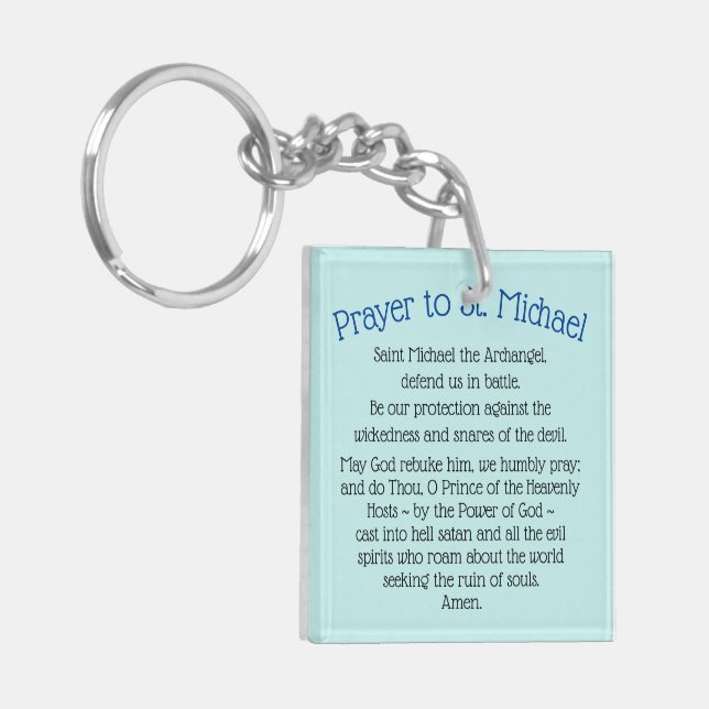 Dubbla-Sided Keychain Saint Michael Prayer (Vänstra Framsidan)