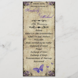 Dubbla Sided Lila Butterfly Bröllopsprogram Program
