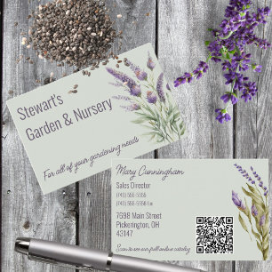 Dubbla Sided Lila Lavender med QR-kod Visitkort