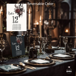 Dubbla Sided Mörk Gothic Rosewood Blommigt Raven Bordsnummer