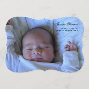 Dubbla Sided Photo Birth Notice for Boy Meddelande