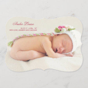 Dubbla Sided Photo Birth Notice for Girl Meddelande