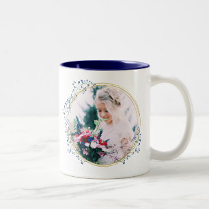 Dubbla Sided Photo Blommigt Ram Coffee Mugg