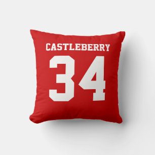 Dubbla Sided Red and White Sports Jersey Kudde