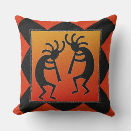 Dubbla Sided Southwest Dancing Kokopelli Design Utomhuskudde