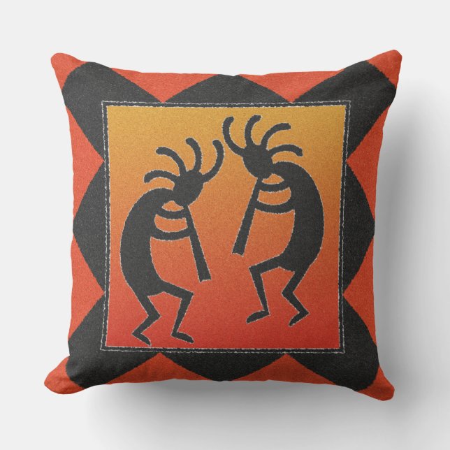 Dubbla Sided Southwest Dancing Kokopelli Design Utomhuskudde (Framsida)