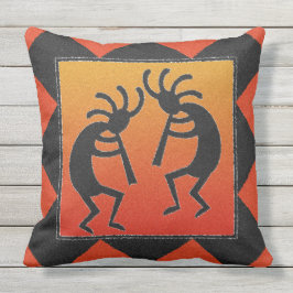 Dubbla Sided Southwest Dancing Kokopelli Design Utomhuskudde