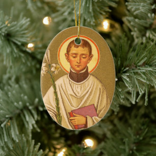 Dubbla-Sided St. Aloysius Gonzaga (PM 01) Julgransprydnad Keramik