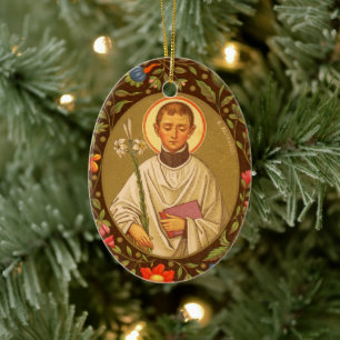 Dubbla-Sided St. Aloysius Gonzaga (PM 01) Julgransprydnad Keramik