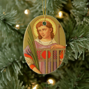 Dubbla-Sided St. Lawrence of Roma (PM 04) Julgransprydnad Keramik