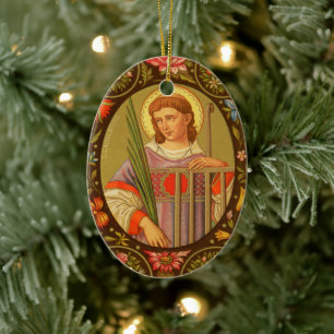 Dubbla-Sided St. Lawrence of Roma (PM 04) Julgransprydnad Keramik