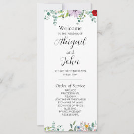 Dubbla-Sided Wildblomma Bröllop Ceremony Flat Card