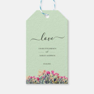 Dubbla-sidig Blommigt Mint Grönt Bröllop Gift-Märk Presentetikett
