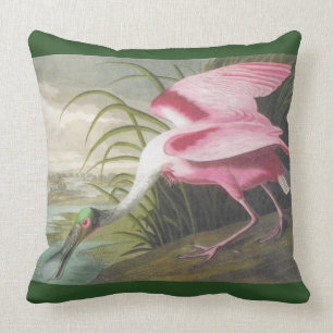 Dubbla-sidig Rosa Grönt Audubon Spoonbill Bird Kudde