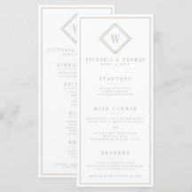 Dubbla-sidig vit/ige-minimalistisk menu Bröllop