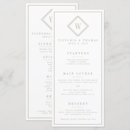 Dubbla-sidig vit/ige-minimalistisk menu Bröllop Meny