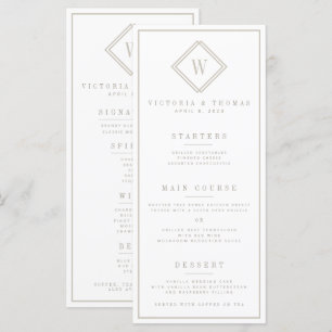 Dubbla-sidig vit/ige-minimalistisk menu Bröllop Meny