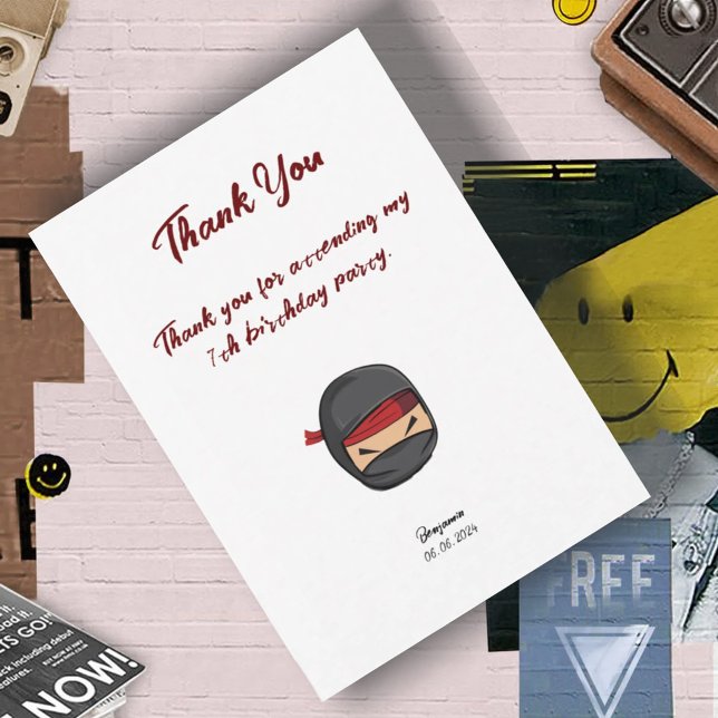 Dubbla-sidigt redigerbart ninja-temat tack du kort (Skapare uppladdad)