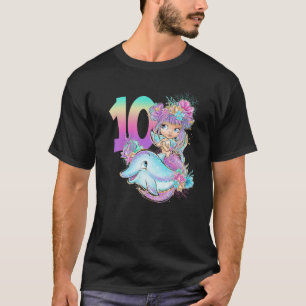 Dubbla Siffror 10:e födelsedag Sjöjungfru 10 Tio f T Shirt