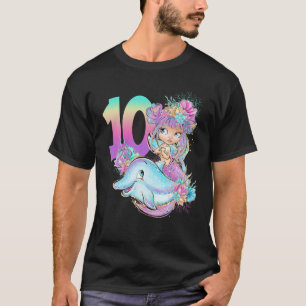 Dubbla Siffror 10:e födelsedag Sjöjungfru 10 Tio f T Shirt
