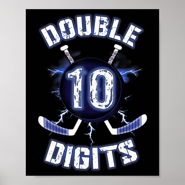 Dubbla siffror Födelsedagsdekorationer Ishockey 10 Poster (Framsidan)
