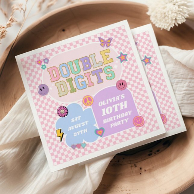Dubbla siffror Preppy-plåster 10-års födelsedagsfe Pappersservett (Skapare uppladdad)