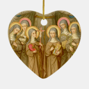 Dubbla SIx Poor Clare Saints (SAU 027) Julgransprydnad Keramik