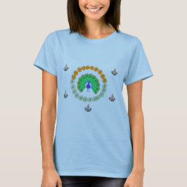 Dubbla Skriv ut Diwali Tees - Diyas & Peacock Desi T Shirt