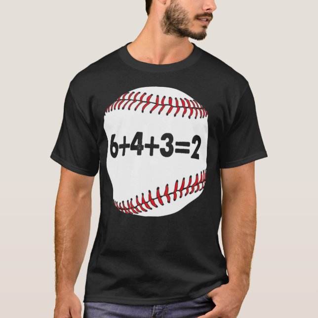 Dubbla Spela basket 6 4 3 2 Baseball basebal T Shirt (Framsida)