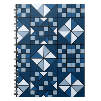 Dubbla Star-kedjeskuggor av Blue Quilt Anteckningsbok