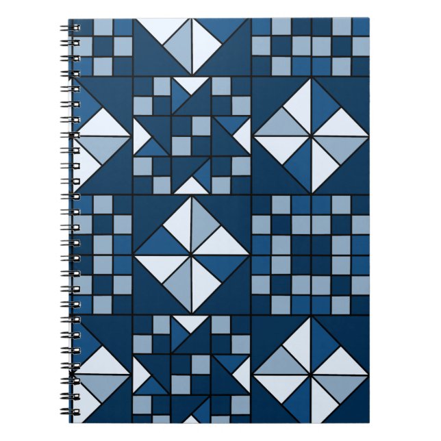 Dubbla Star-kedjeskuggor av Blue Quilt Anteckningsbok (Framsidan)