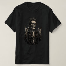 Dubbla Sten Skeleton | Metall Horns Up T-Shirt"