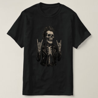 Dubbla Sten Skeleton | Metall Horns Up T-Shirt" T Shirt