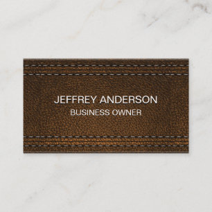 Dubbla Stitched Brown Leather Background Visitkort
