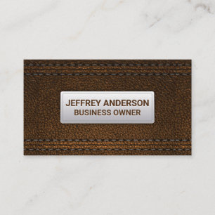 Dubbla Stitched Brown Leather Background Visitkort
