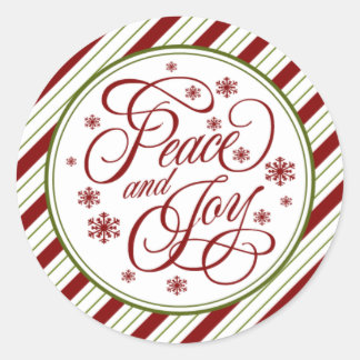 Dubbla Strippad Peace and Joy Sälar Runt Klistermärke