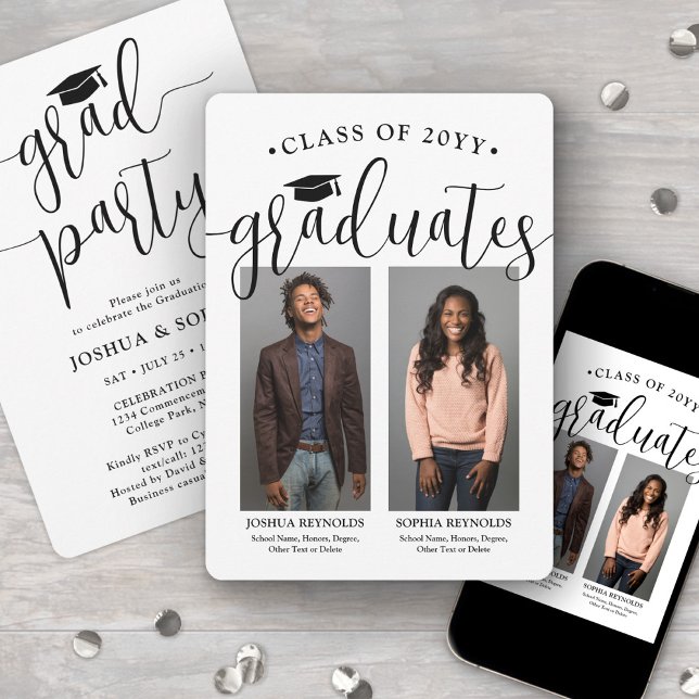 Dubbla Studentfest 2 Student Photos Joint Inbjudningar (Skapare uppladdad)