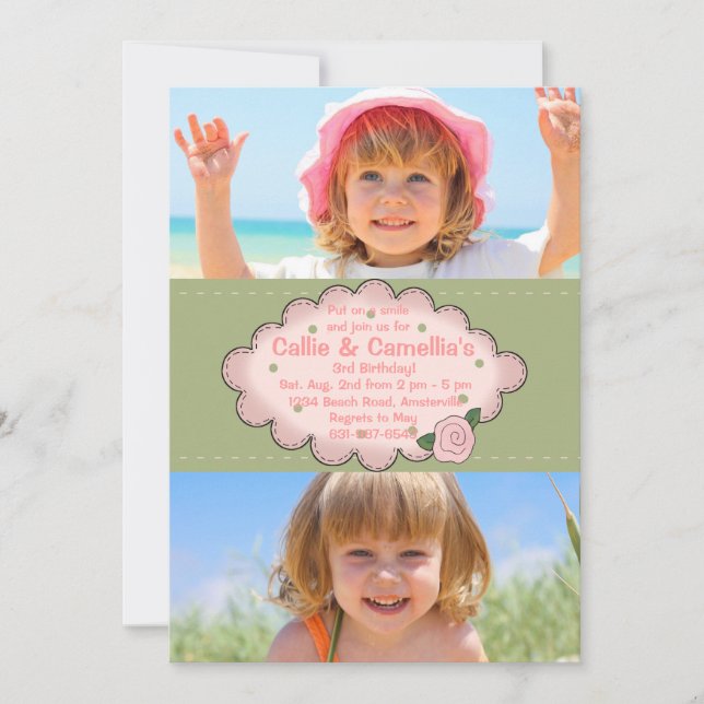 Dubbla Sweet 2 Fotoinbjudan Inbjudningar (Framsida)