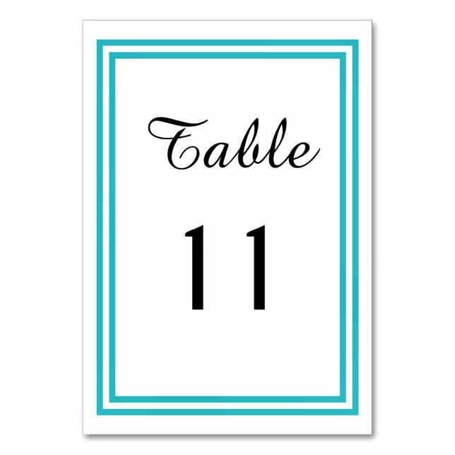 Dubbla Teal Trim - Bord Card Bordsnummer (Framsidan)