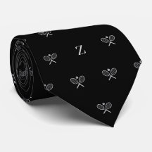 Dubbla tennisracketar boll monogram initial svart