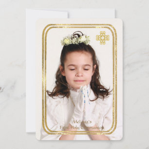 Dubbla Thin Guld Ram Photo Religiösa Inbjudan