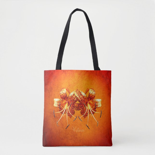 Dubbla Tiger Lilies Tote Tygkasse (Framsida)